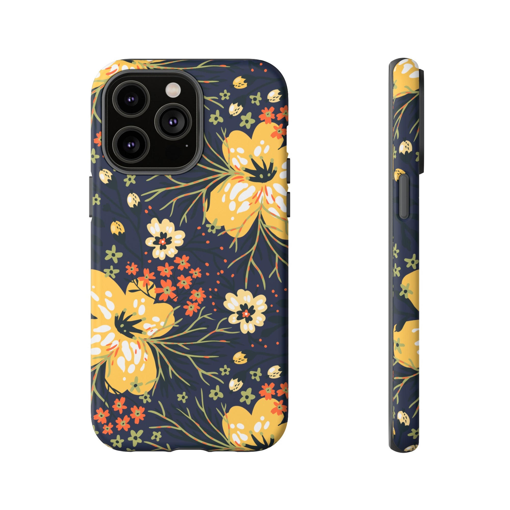 Navy & Yellow Floral iPhone Case