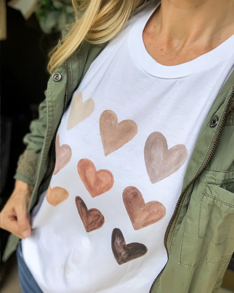 watercolor hearts shirt